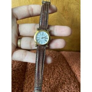 VTG Jaz Paris Watch Women 24mm Gold Tone Leather Band France New Battery